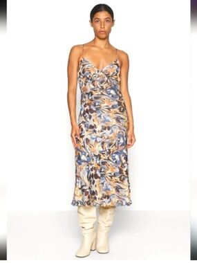 Abercrombie & Fitch Small Marbled Slip Midi Dress Abstract Print